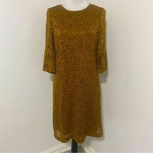 SANDRA DARREN Women’s Wing Sleeve Lace Over Inner Lining Midi Dress Size 10 EUC